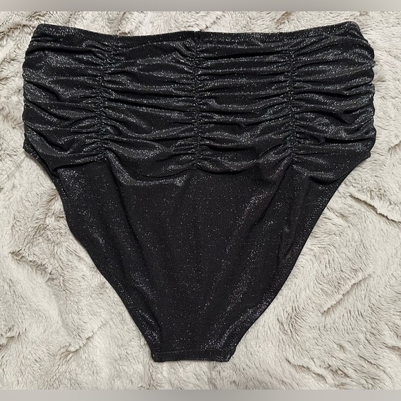 Robert Graham Black Metallic Shimmer Swim Bikini Bottom - Picture 6 of 6